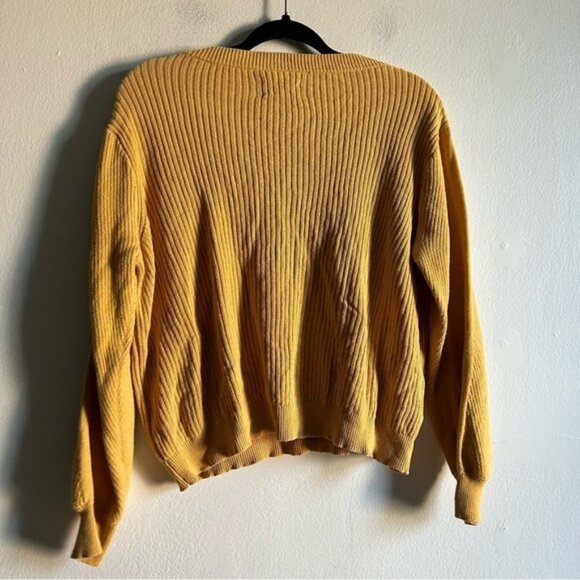 Frank & Oak Cotton Yellow Ribbed Relaxed Sweater - Picture 6 of 9